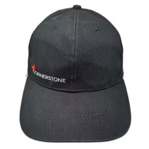 Cornerstone Baseball Cap Black White Mesh Back Embroidered Strapback OS Hat